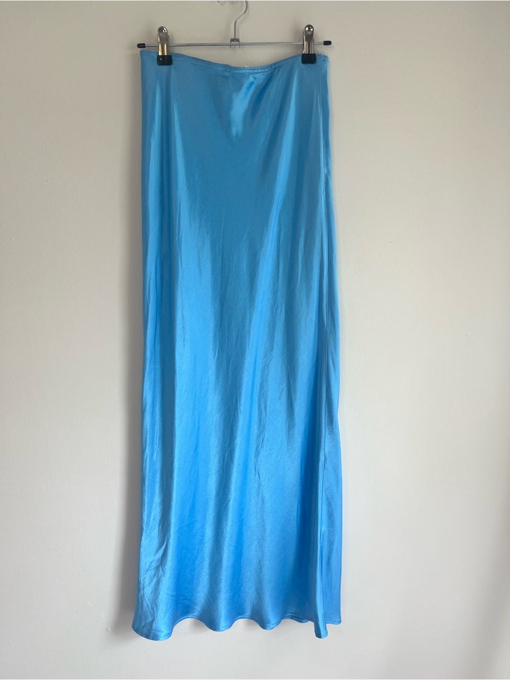 Blue Satin Maxi Skirt